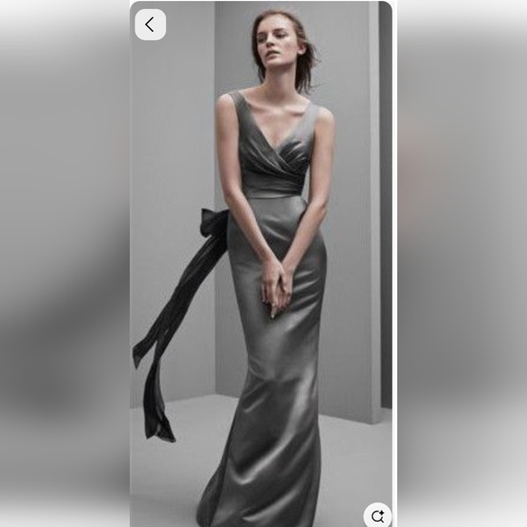 White By Vera Wang Womens Dress Elegant Gray Evening Gown Prom Plus Size 14 - Picture 1 of 15